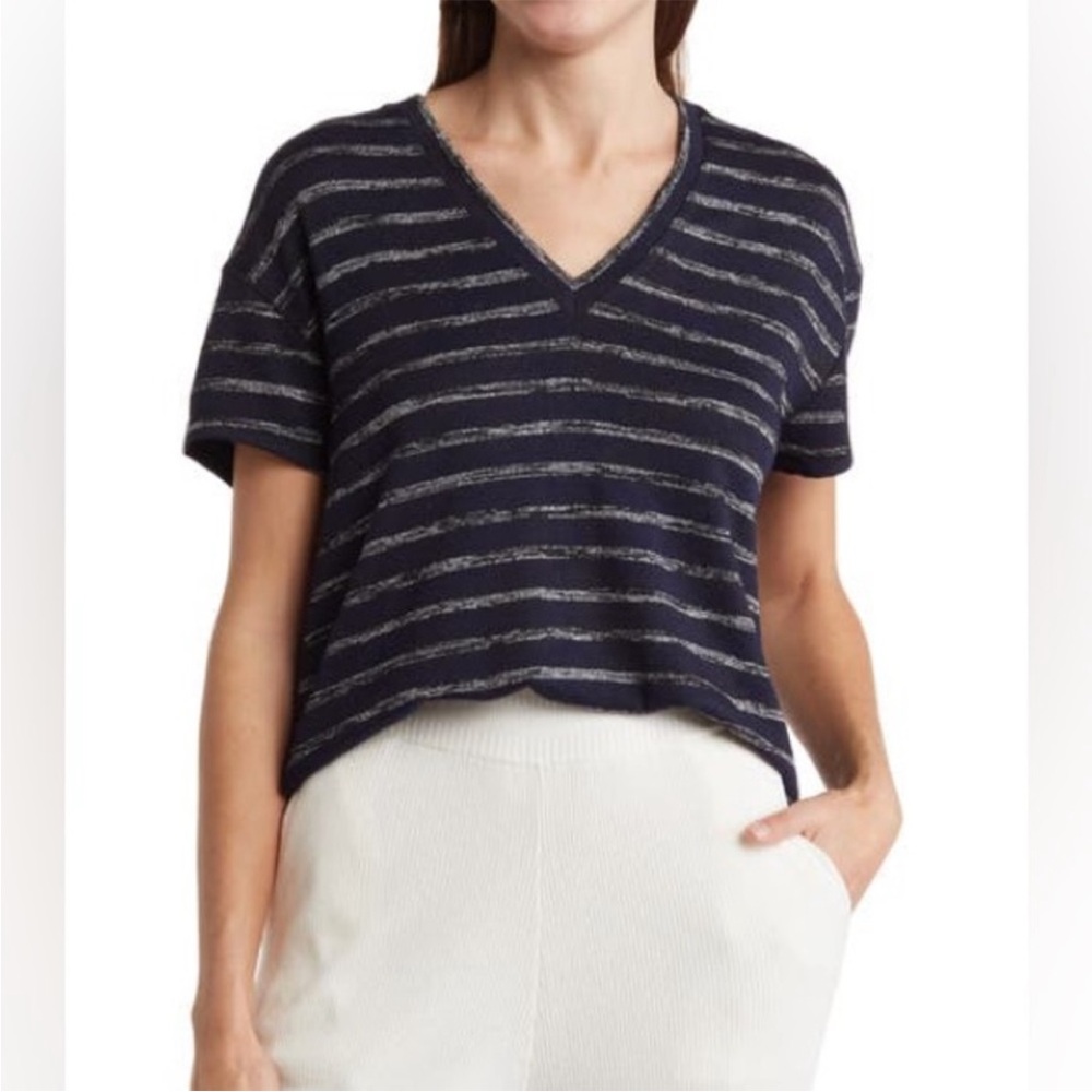 Rag & Bone Summer Striped V-Neck Knit Tee